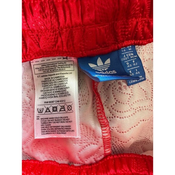 Adidas Originals Women's Red Trefoil Floral Rose Textured Print Logo Shorts M - Picture 5 of 6